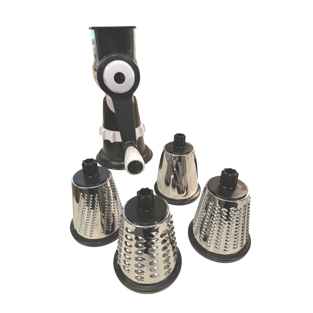 MIU Kitchen Black Manual Rotary Drum Grater 4 Stainless Steel Blades